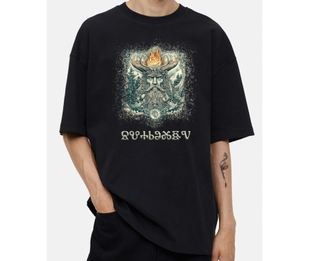 koszulka Synchro Heavy Oversize - ART GOTARD STUDIO "SWAROŻYC " SŁOWIAŃSKIE BUSTWO OGNIA, T-shirt jakości premium SUB978